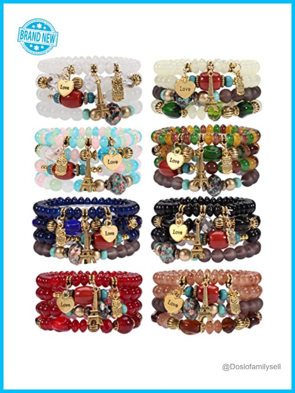 Bohemian Stretch Tassel Bracelet Set - Stackable Charm Chain Bracelets